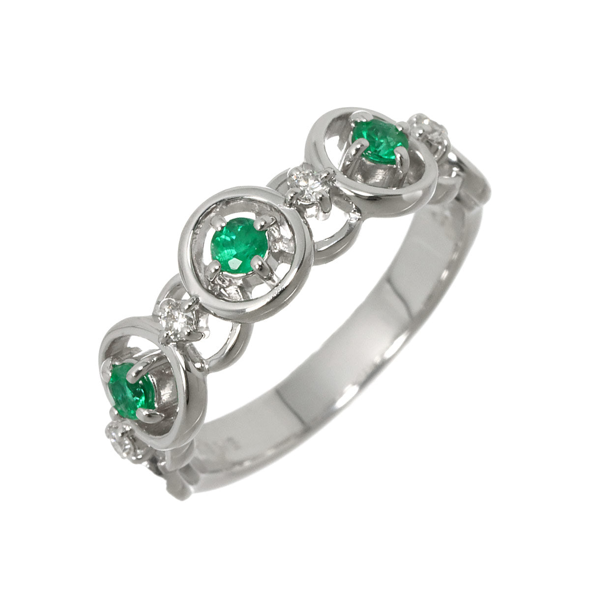 Emerald Diamond 0.06ct Ring 18K WG 750 size6.25-6.5(US)
