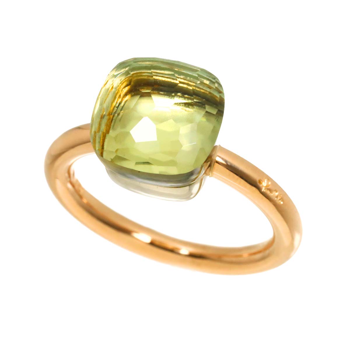 Quartz Ring 18K PG WG 750 size6.5-6.75(US)