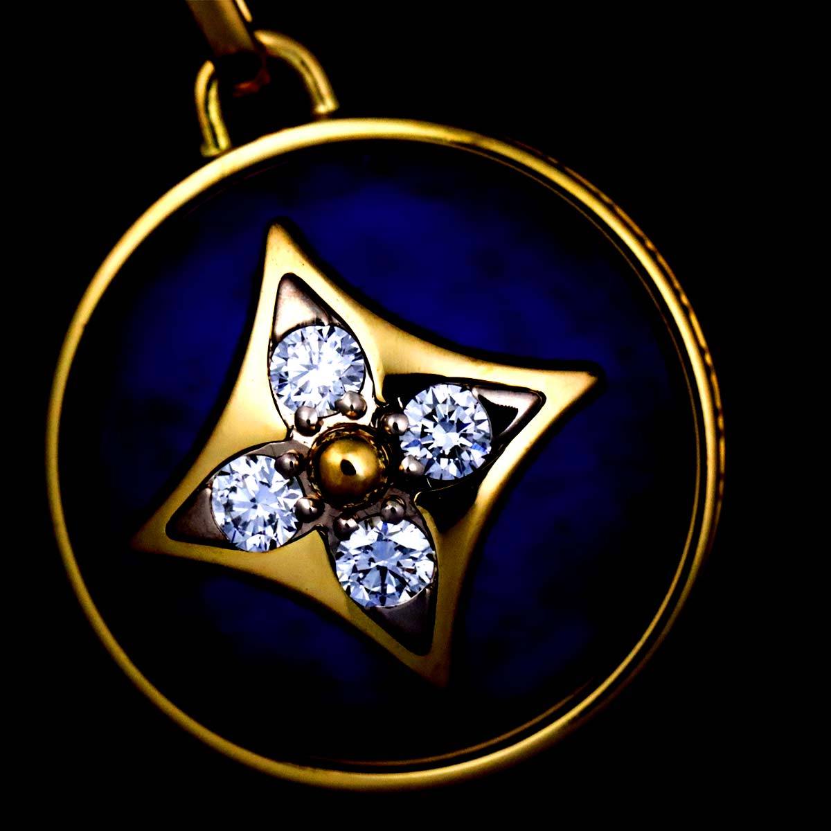 PandanTiff Blossom Lapis Lazuli Diamond Necklace 18K YG