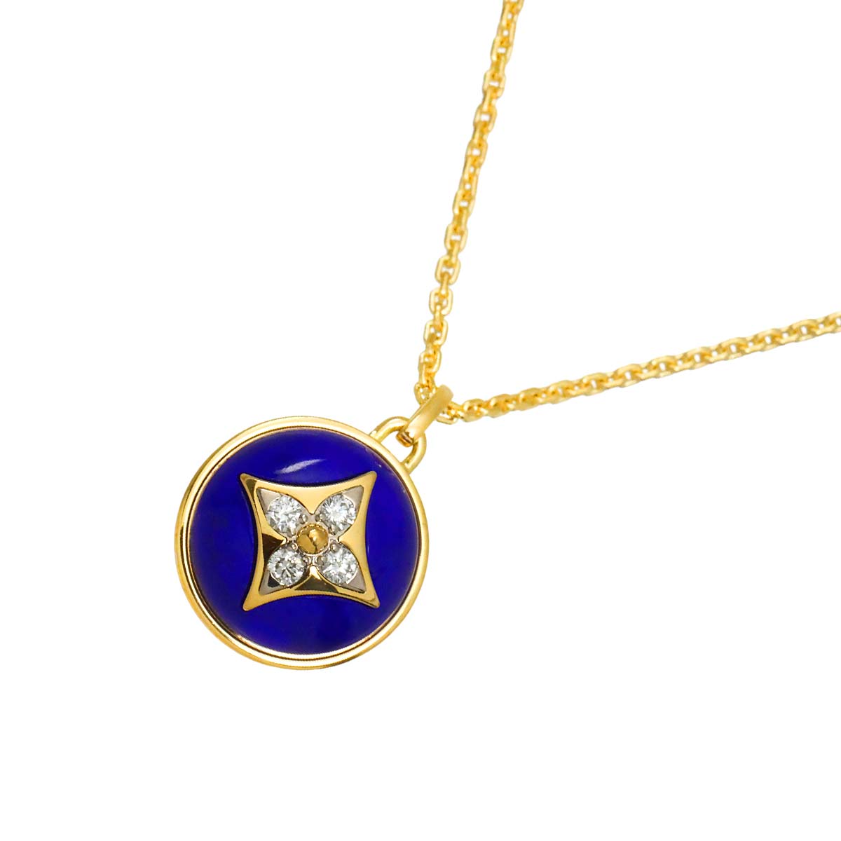 PandanTiff Blossom Lapis Lazuli Diamond Necklace 18K YG