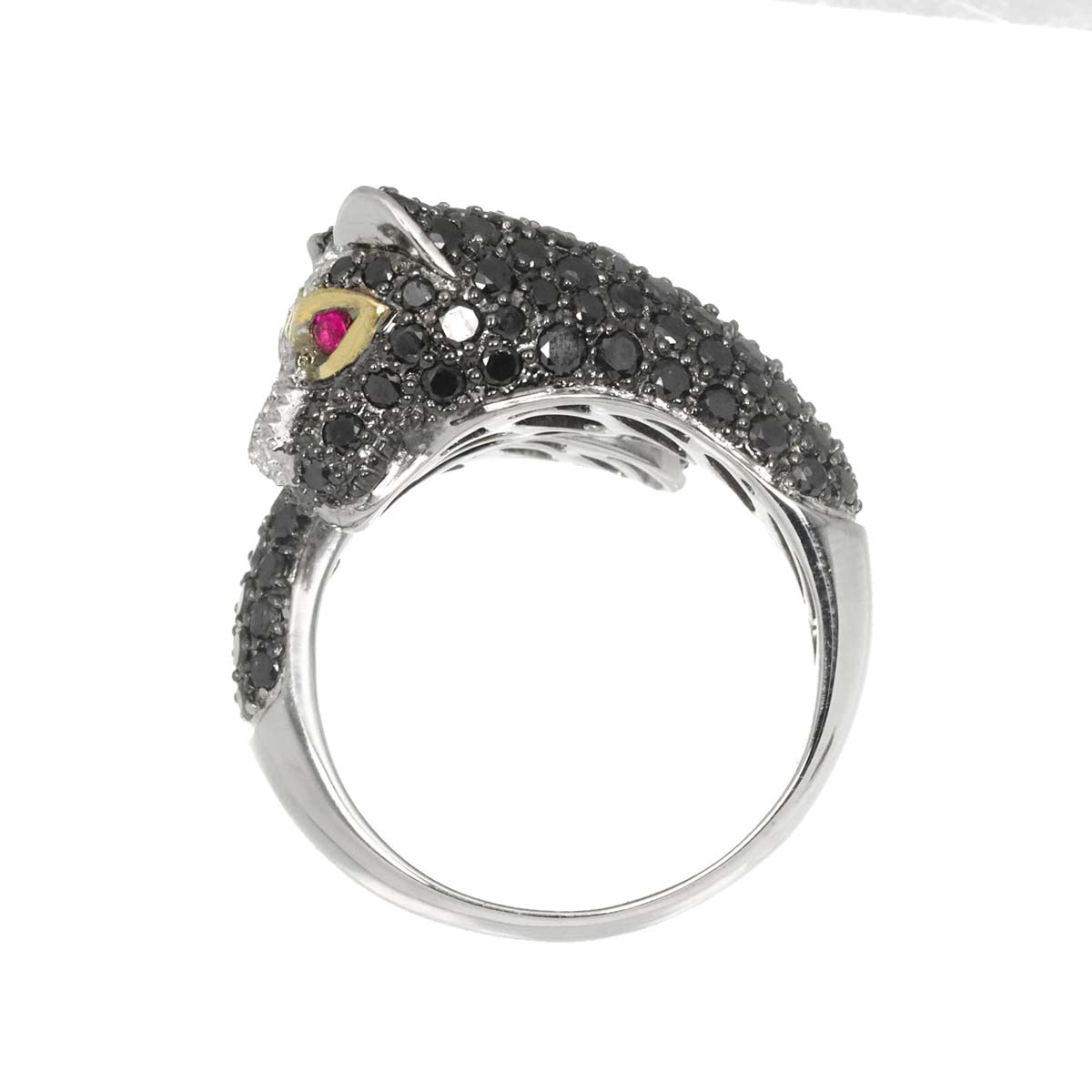 Diamond 3.08ct Ruby 0.06ct Ring 18K K18 WG White Gold size7.5(US)
