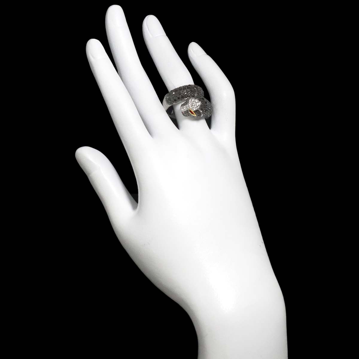 Diamond 3.08ct Ruby 0.06ct Ring 18K K18 WG White Gold size7.5(US)
