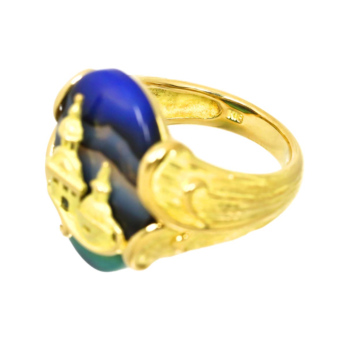 Agate Ring 18K YG Yellow Gold 750 size6(US)