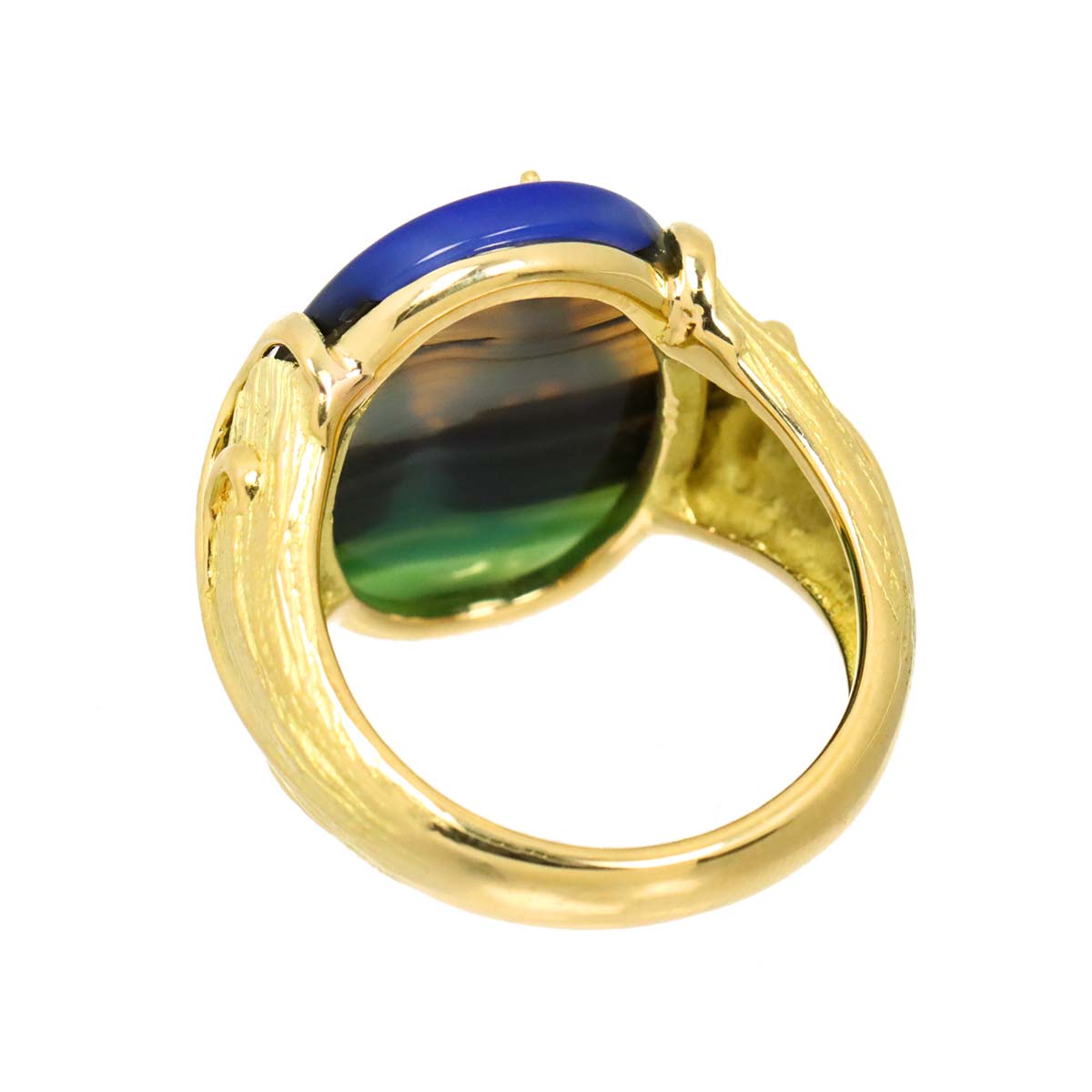 Agate Ring 18K YG Yellow Gold 750 size6(US)