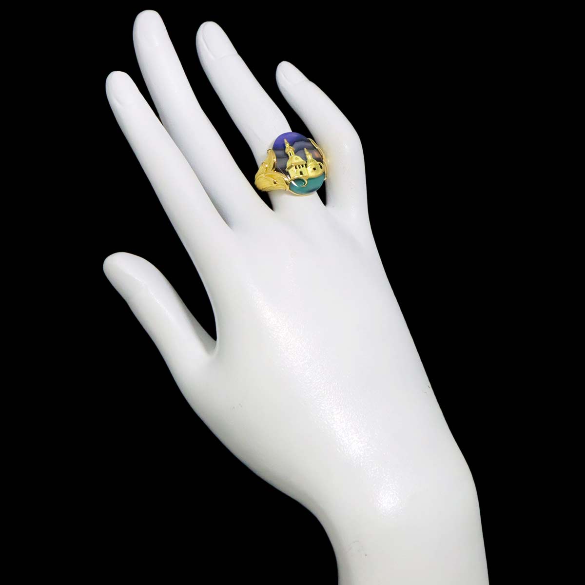 Agate Ring 18K YG Yellow Gold 750 size6(US)