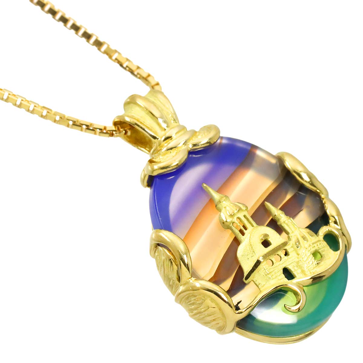 Agate Necklace 18K YG Yellow Gold 750