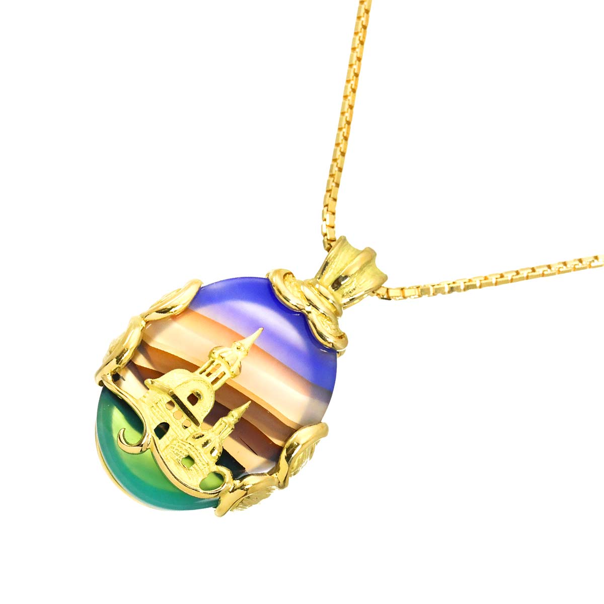 Agate Necklace 18K YG Yellow Gold 750