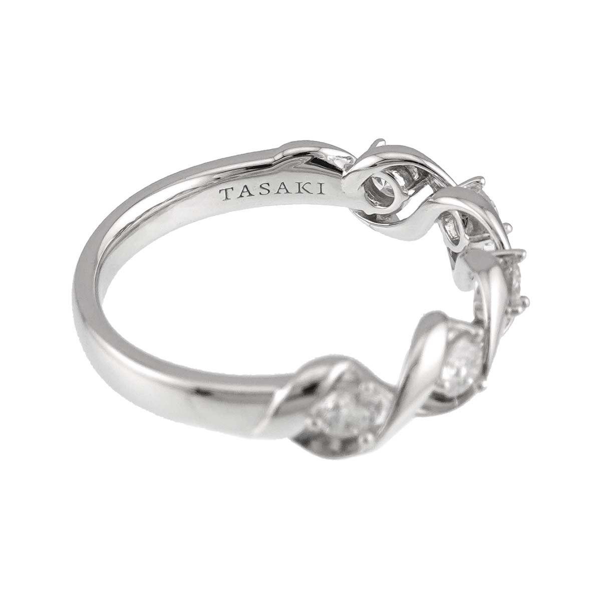 Diamond 0.43ct Ring 18K White Gold 750 Size6(US)