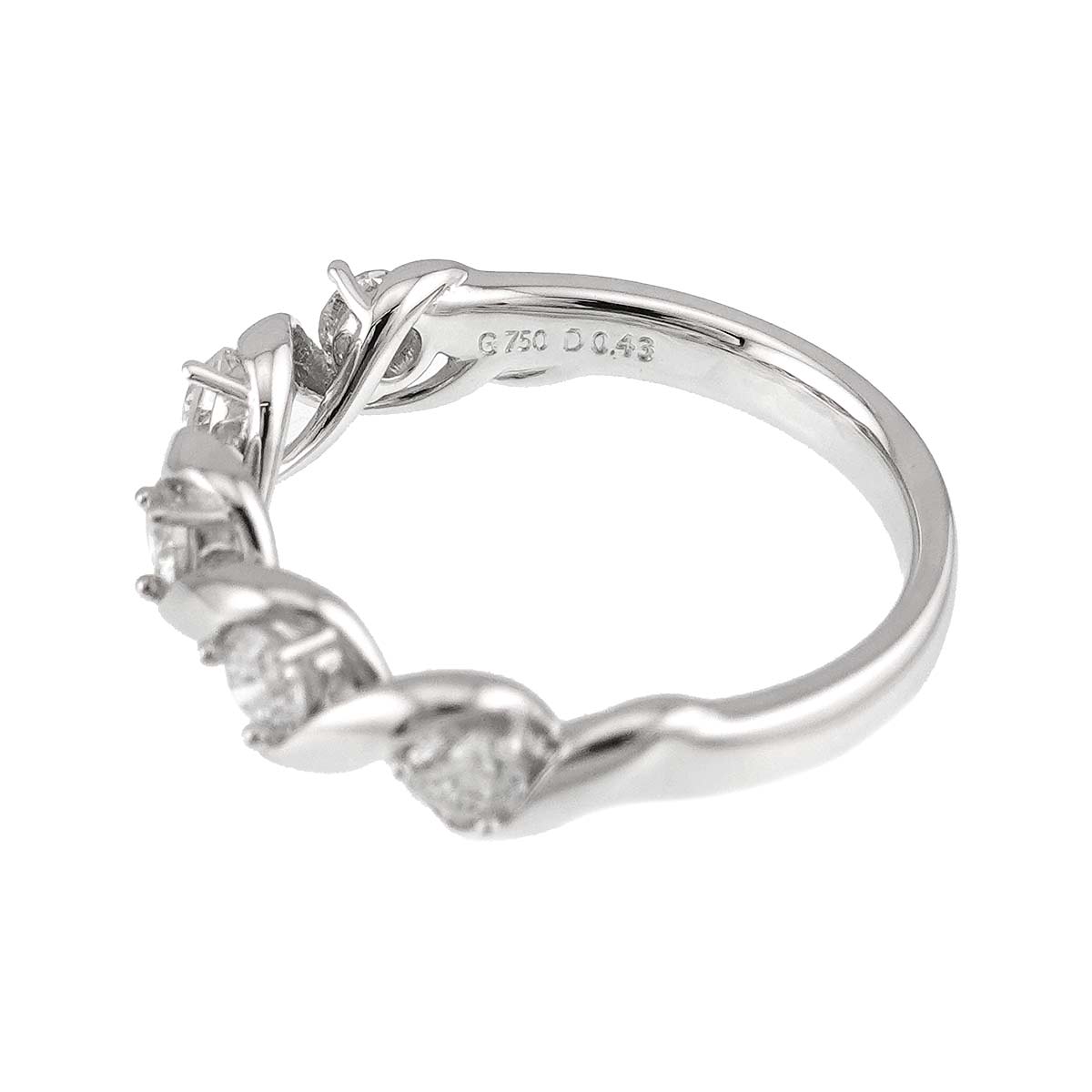 Diamond 0.43ct Ring 18K White Gold 750 Size6(US)