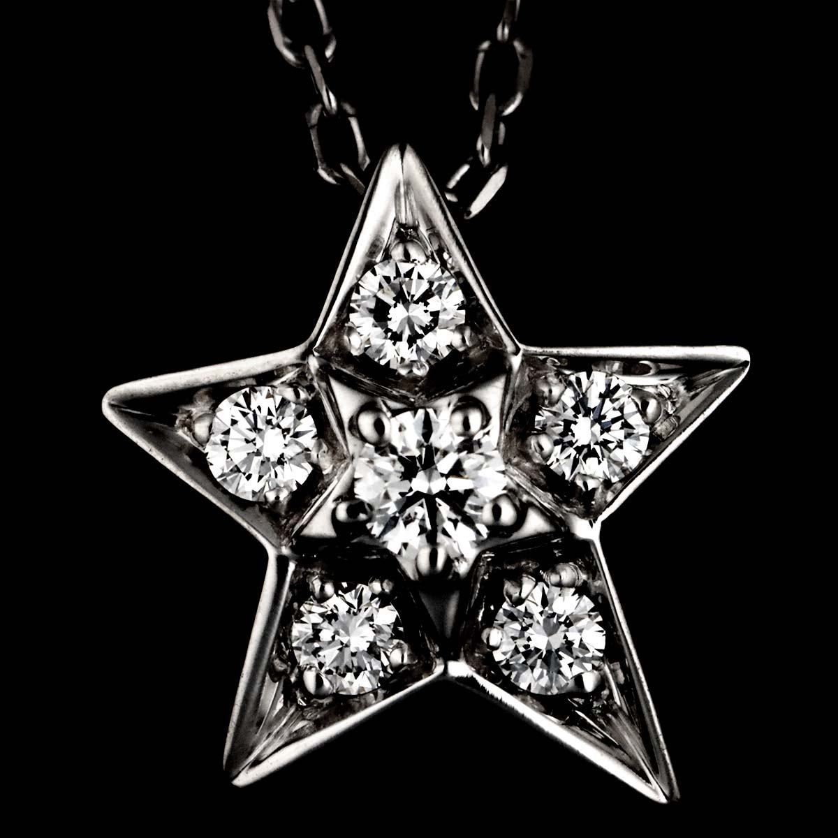 Comet Diamond Necklace SM 18K White Gold 750