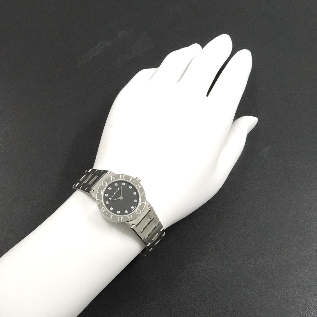 BVLGARIBVLGARI BB26SS 12P Diamond Quartz Black Dial Ladies