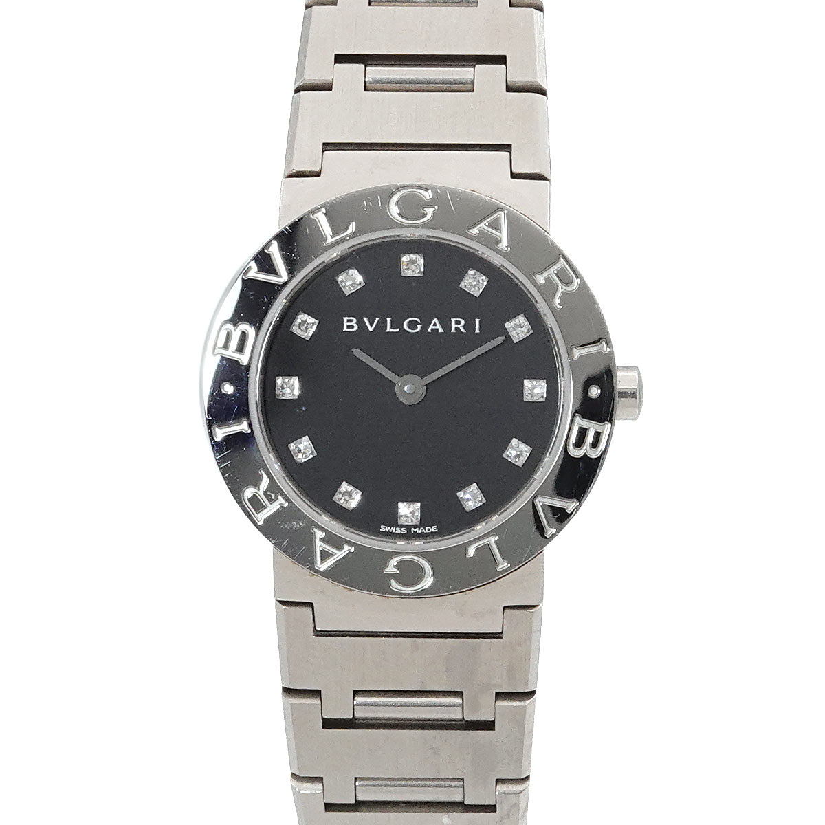 BVLGARIBVLGARI BB26SS 12P Diamond Quartz Black Dial Ladies