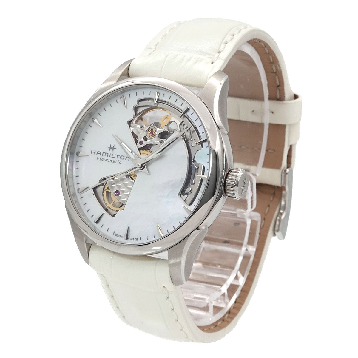 Jazzmaster Open heart H322150 Automatic White Shell Leadies