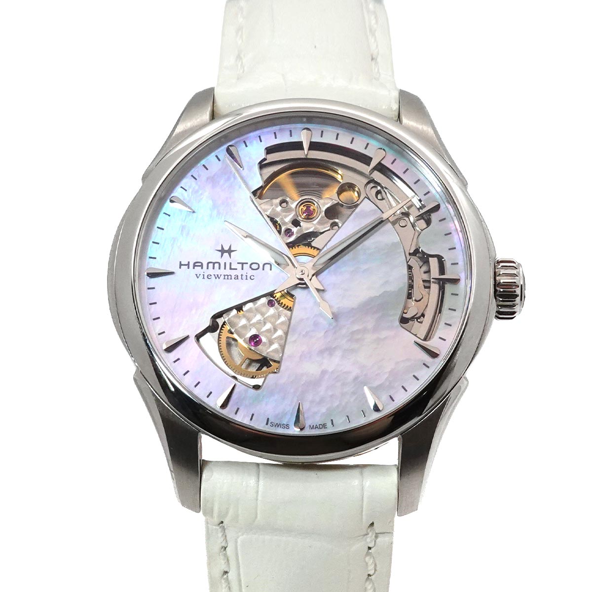 Jazzmaster Open heart H322150 Automatic White Shell Leadies