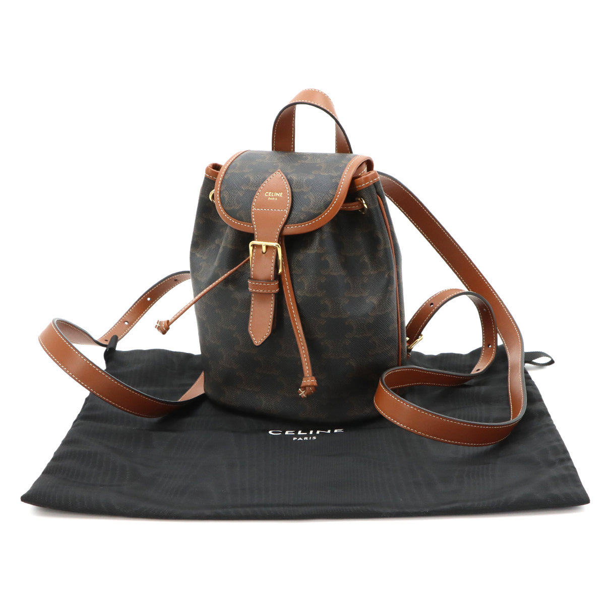 Triomphe Mini Folco Backpack PVC Leather Tan 197662