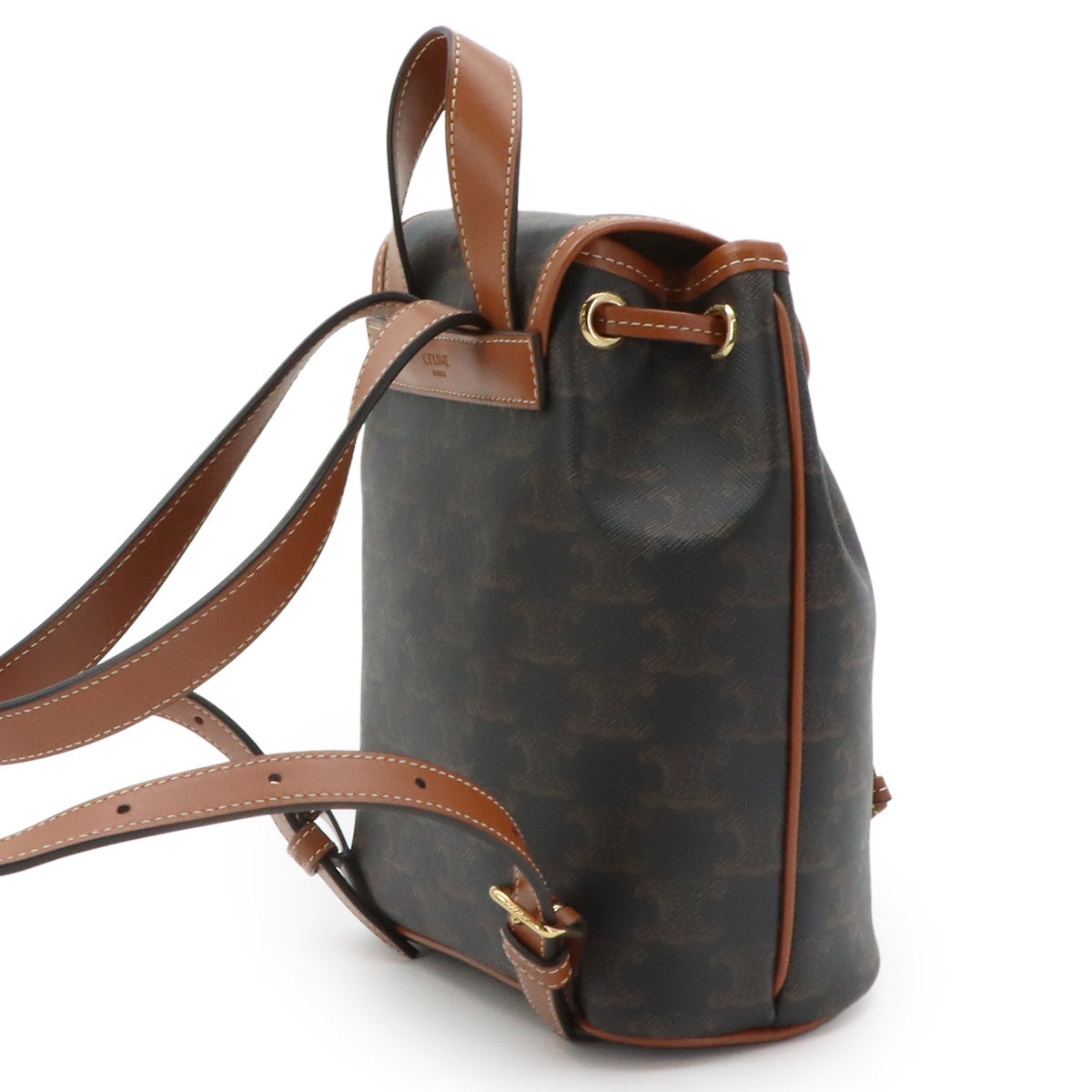 Triomphe Mini Folco Backpack PVC Leather Tan 197662