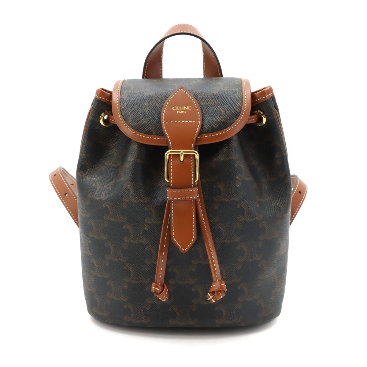 Triomphe Mini Folco Backpack PVC Leather Tan 197662