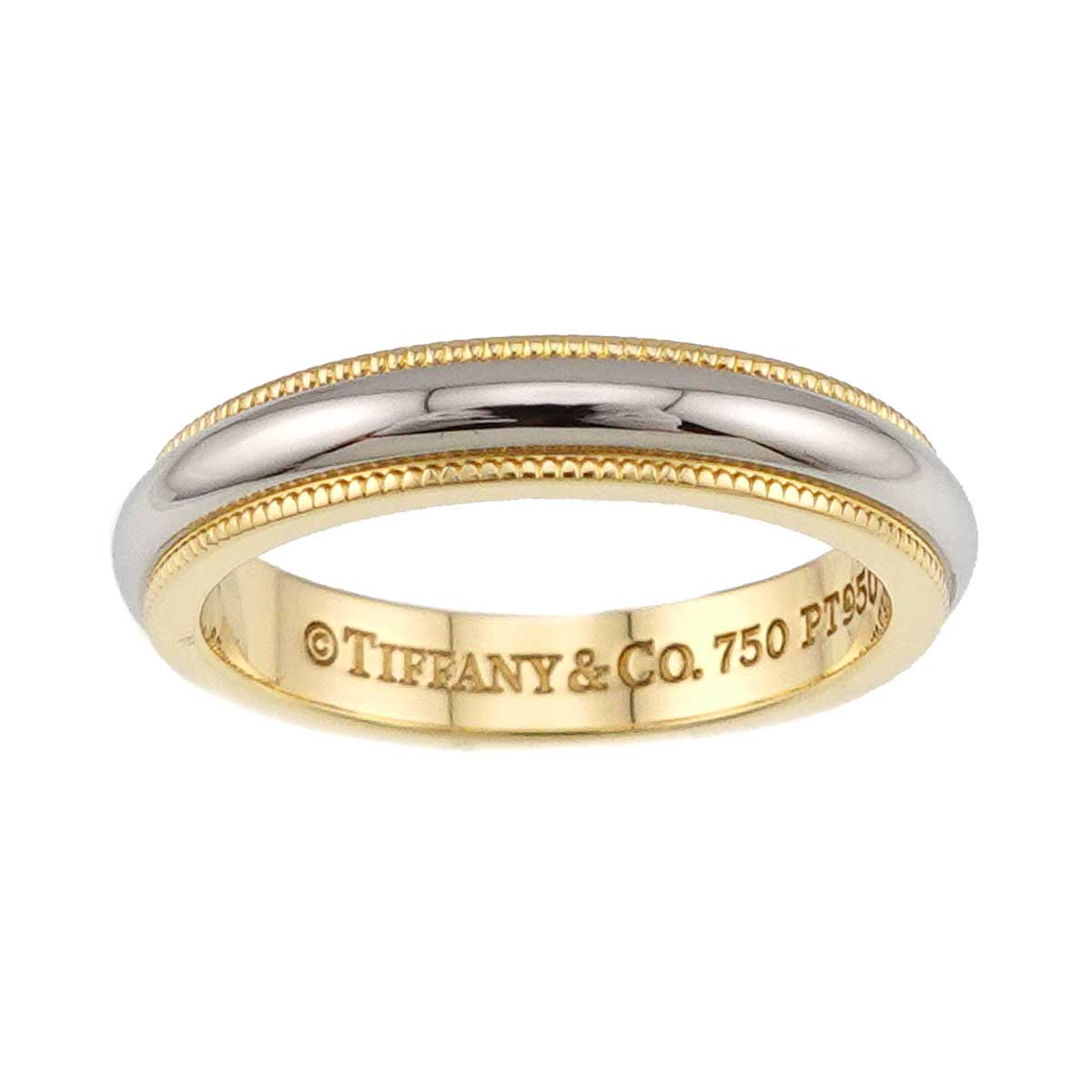 Milgrain Band Ring 18K 750 YG Platinum Size4.5(US)