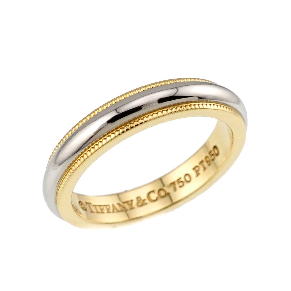 Milgrain Band Ring 18K 750 YG Platinum Size4.5(US)