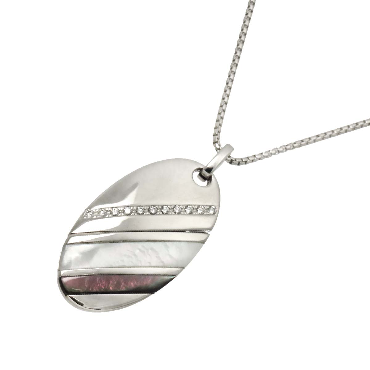 Diamond 0.25ct MOP Necklace 18K White Gold 750