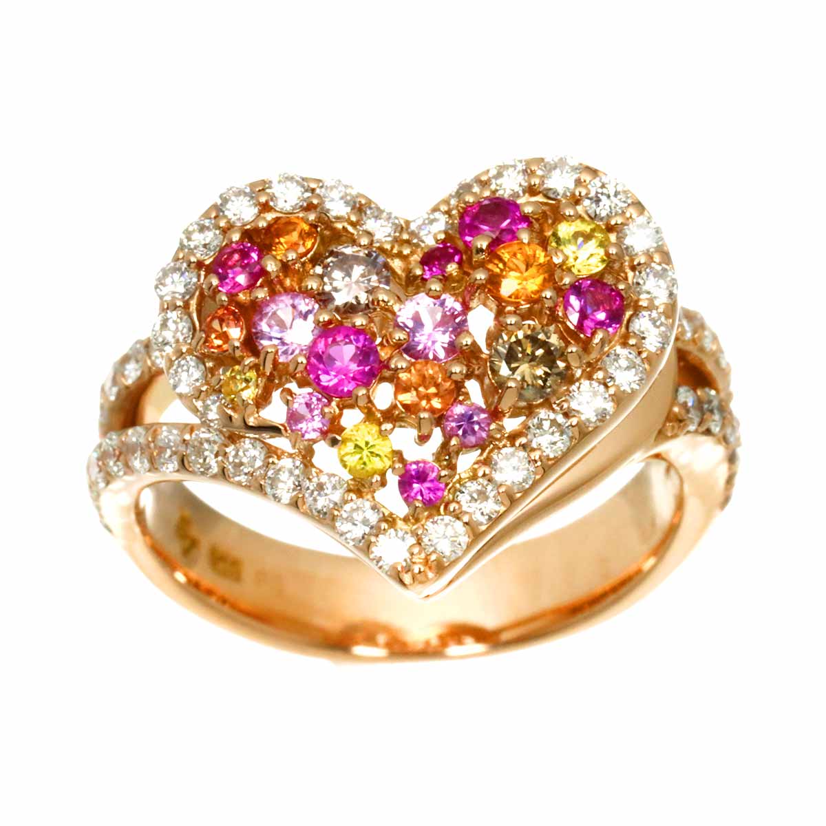 Sapphire 0.59ct Diamond Ring 18K PG 5.5-5.75 US