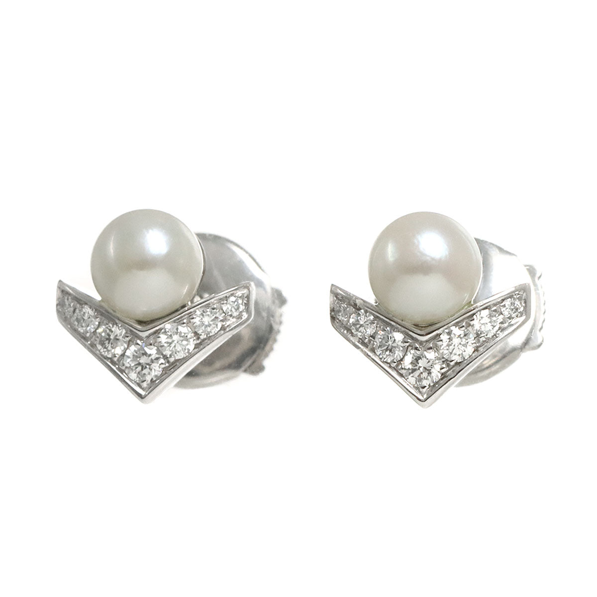 Josephine Akoya Pearl Diamond Earrings Pierced 18K WG 750
