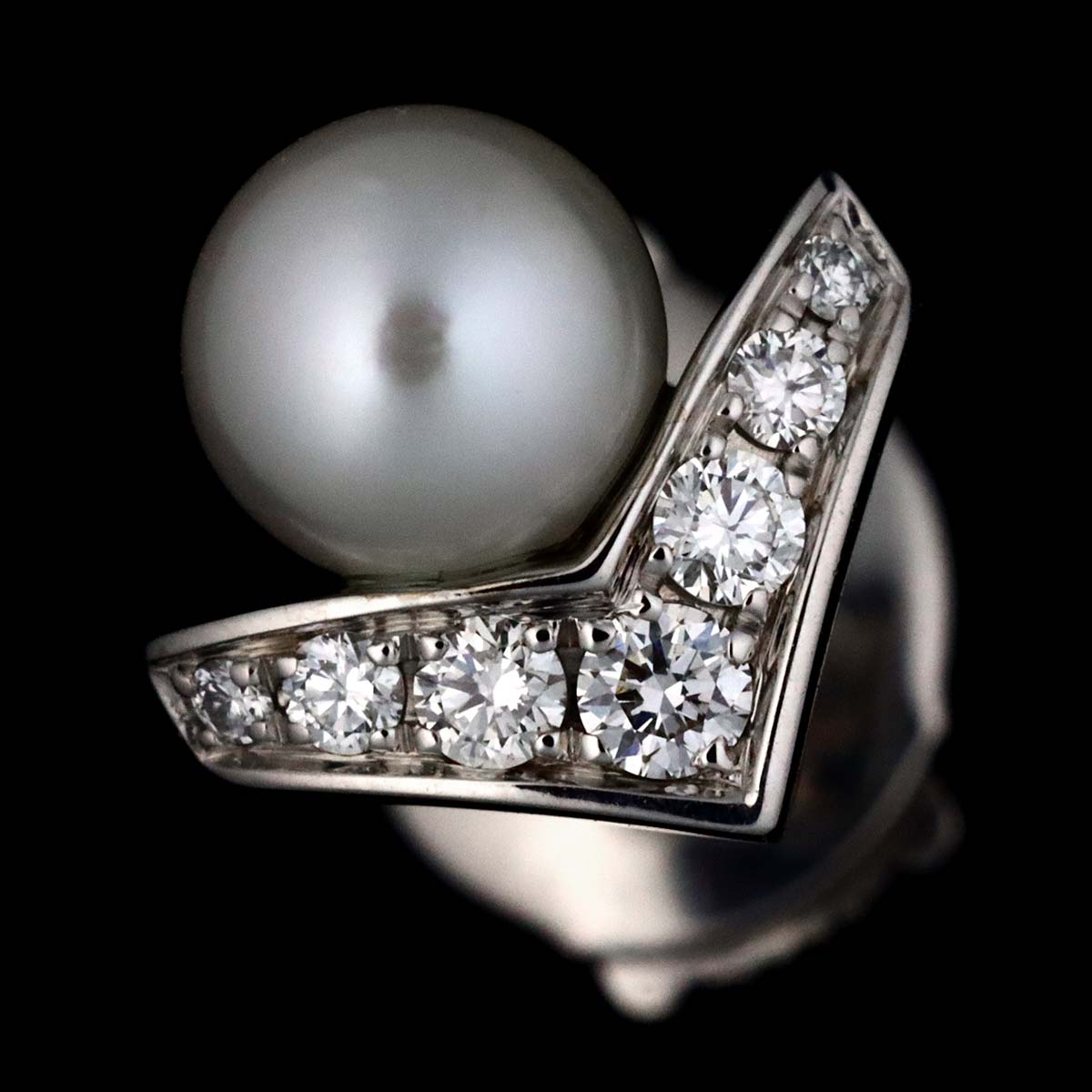Josephine Akoya Pearl Diamond Earrings Pierced 18K WG 750
