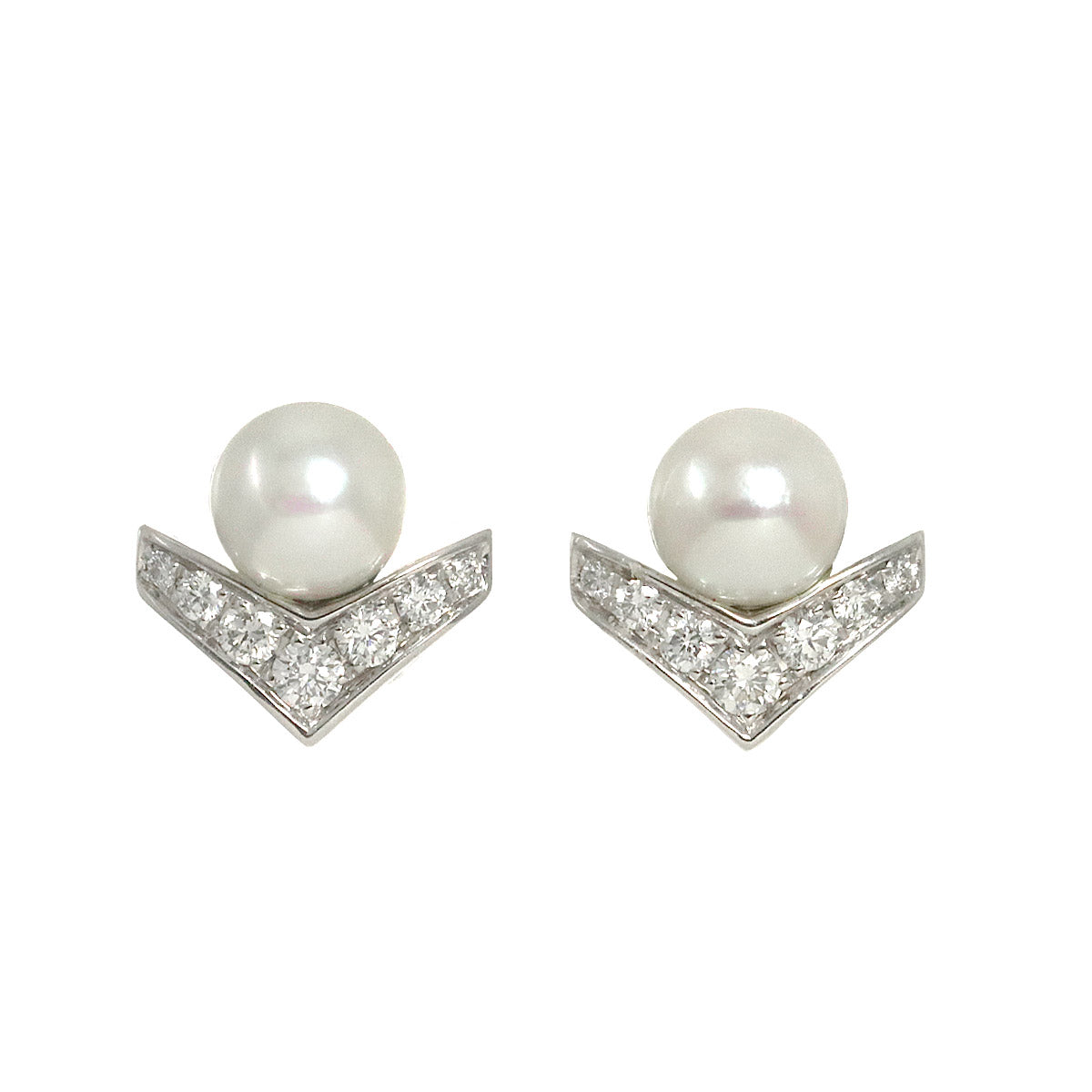 Josephine Akoya Pearl Diamond Earrings Pierced 18K WG 750