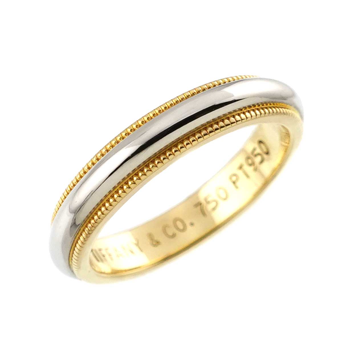 Milgrain Band Ring 18K 750 YG Pt Platinum Size4.75-5(US)