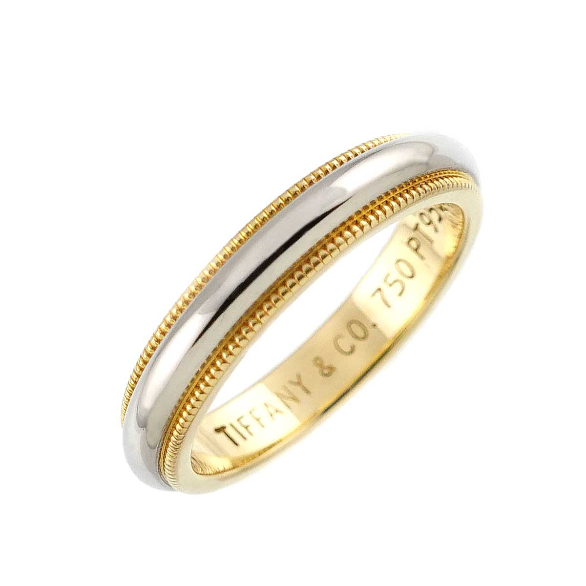 Milgrain Band Ring 18K 750 YG Pt Platinum Size4.75-5(US)