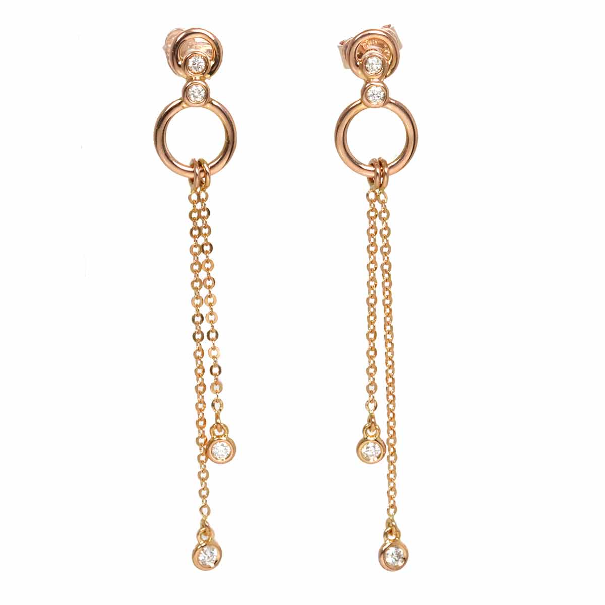 Diamond 0.14ct Earrings Pierced 18K PG