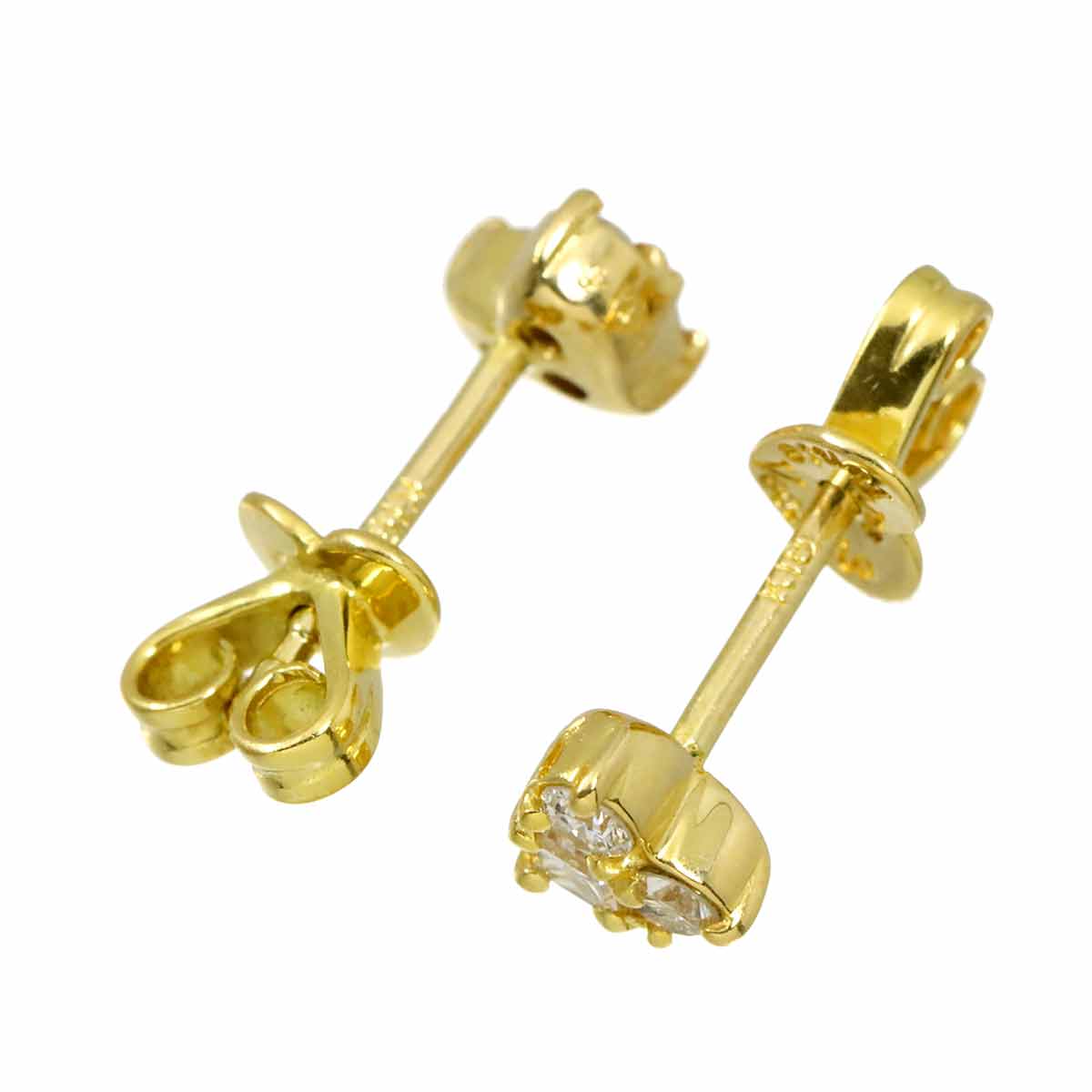 Diamond 0.12/0.12ct Heart Earrings Pierced 18K YG 750