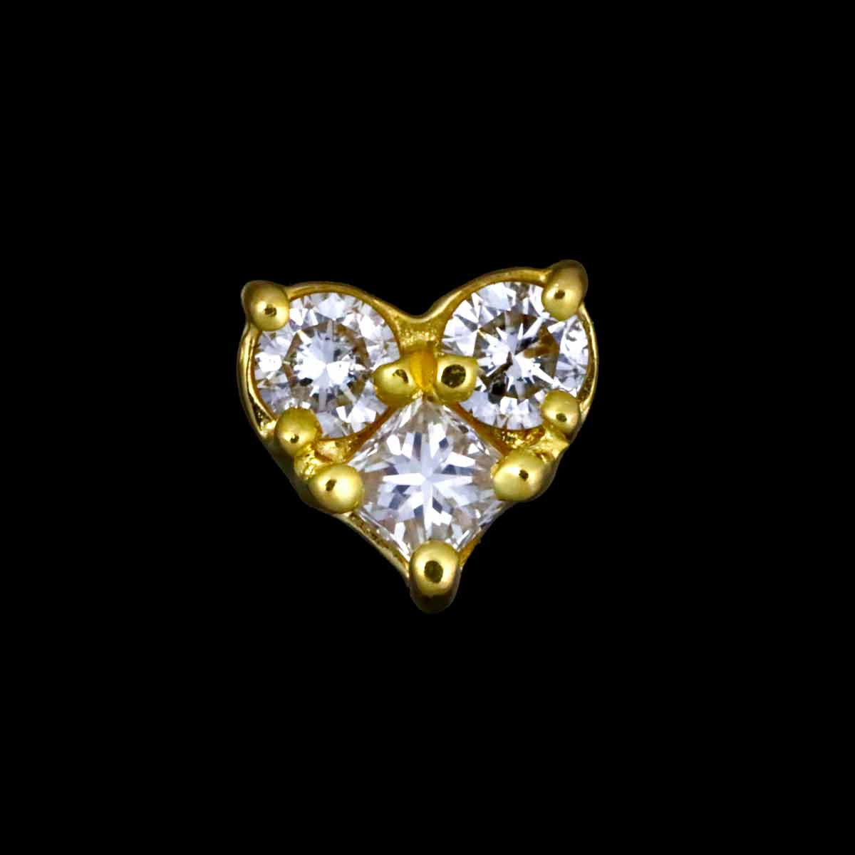 Diamond 0.12/0.12ct Heart Earrings Pierced 18K YG 750
