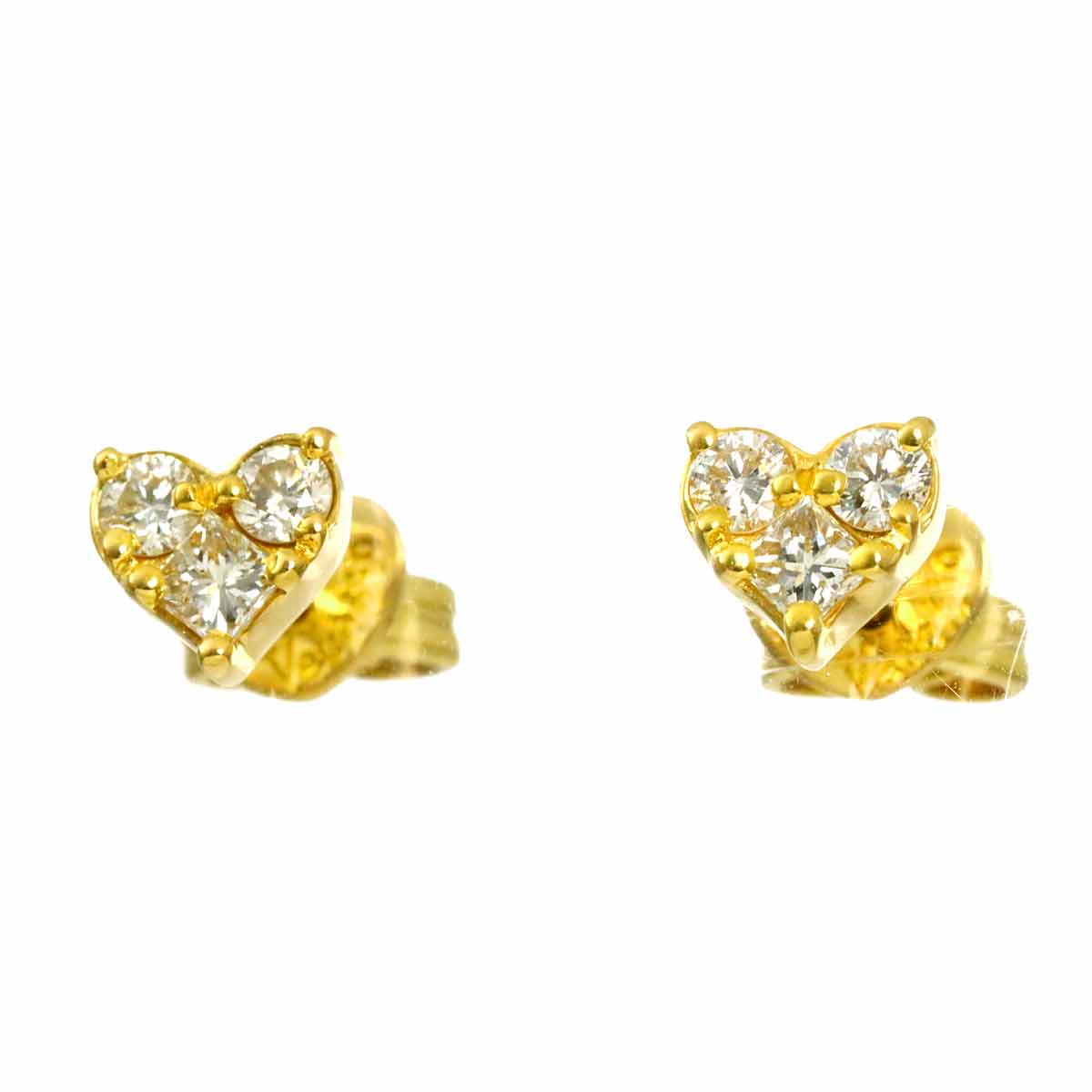 Diamond 0.12/0.12ct Heart Earrings Pierced 18K YG 750