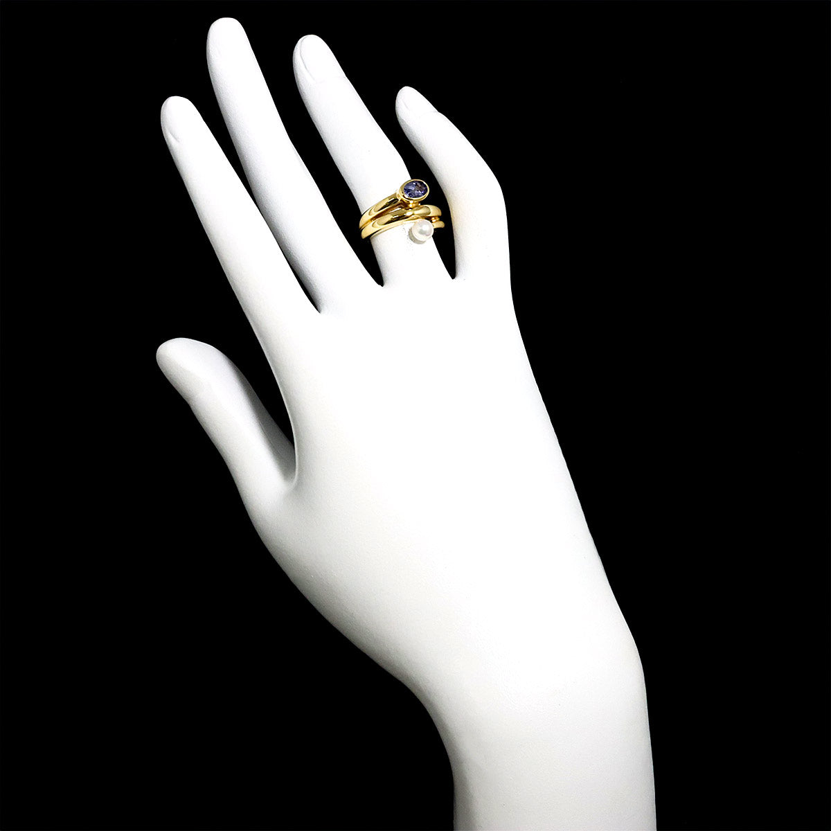 Akoya Pearl Tanzanite 0.42ct Ring 18K YG 750 size4.75-5(US)