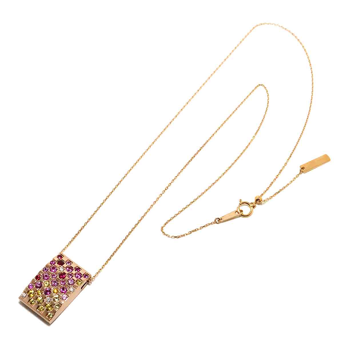 Sapphire Diamond 0.09ct Necklace 18K Pink Gold 750