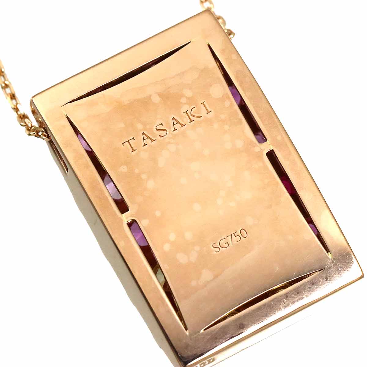 Sapphire Diamond 0.09ct Necklace 18K Pink Gold 750