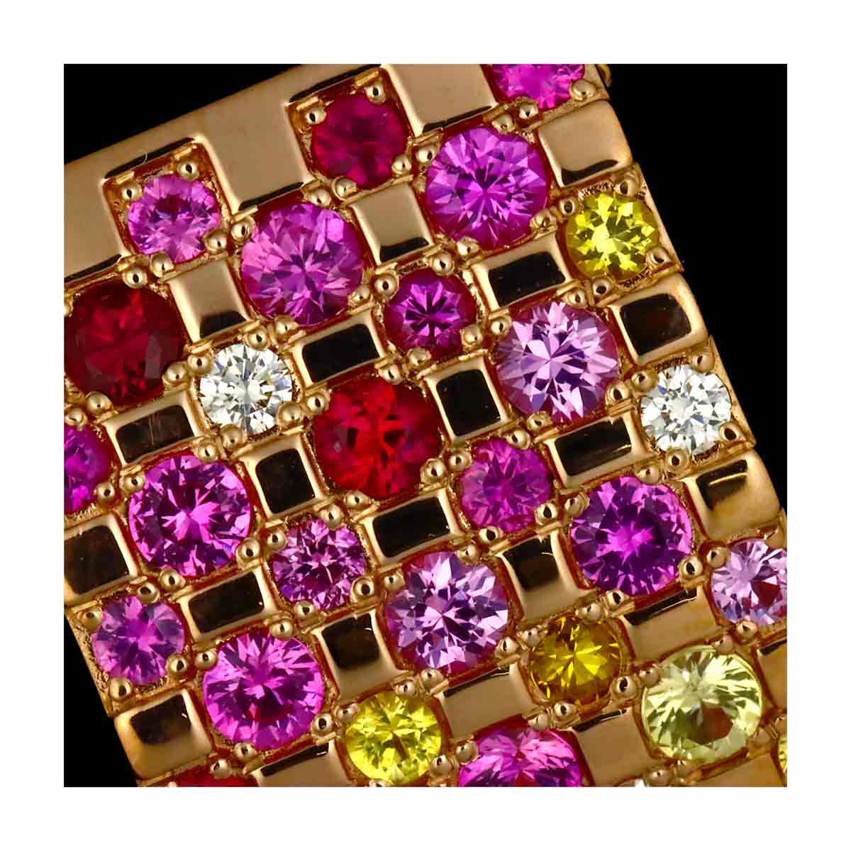 Sapphire Diamond 0.09ct Necklace 18K Pink Gold 750