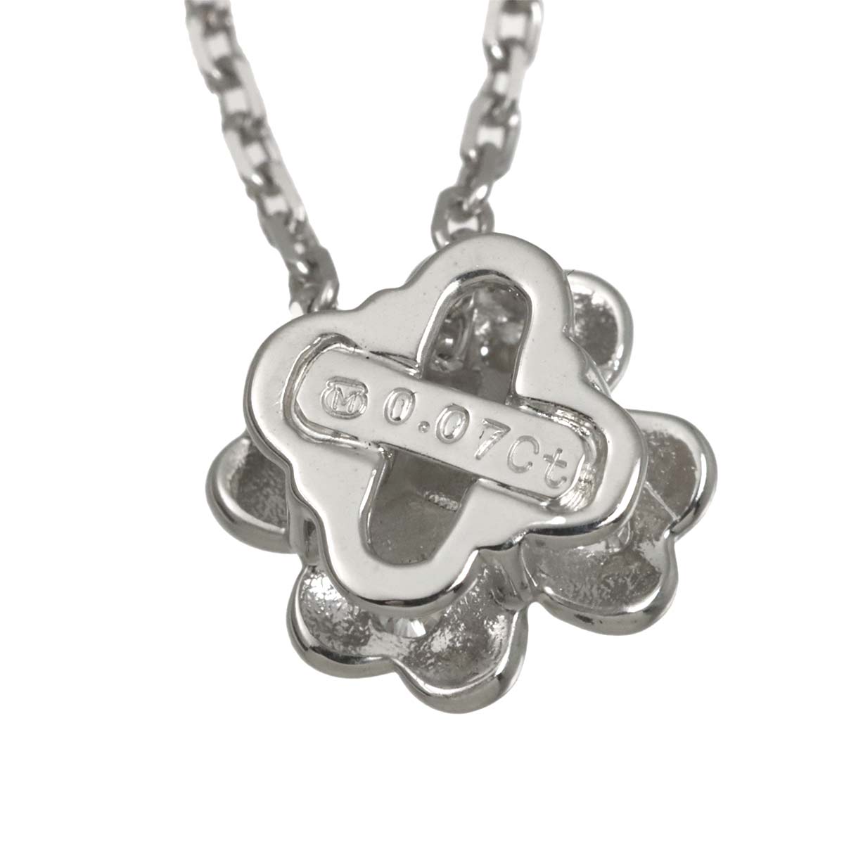 Diamond 0.07ct Clover Necklace 18K White Gold 750