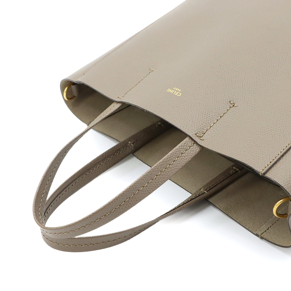 Small Vertical Cabas 2way Tote Shoulder Bag Leather Taupe 189813