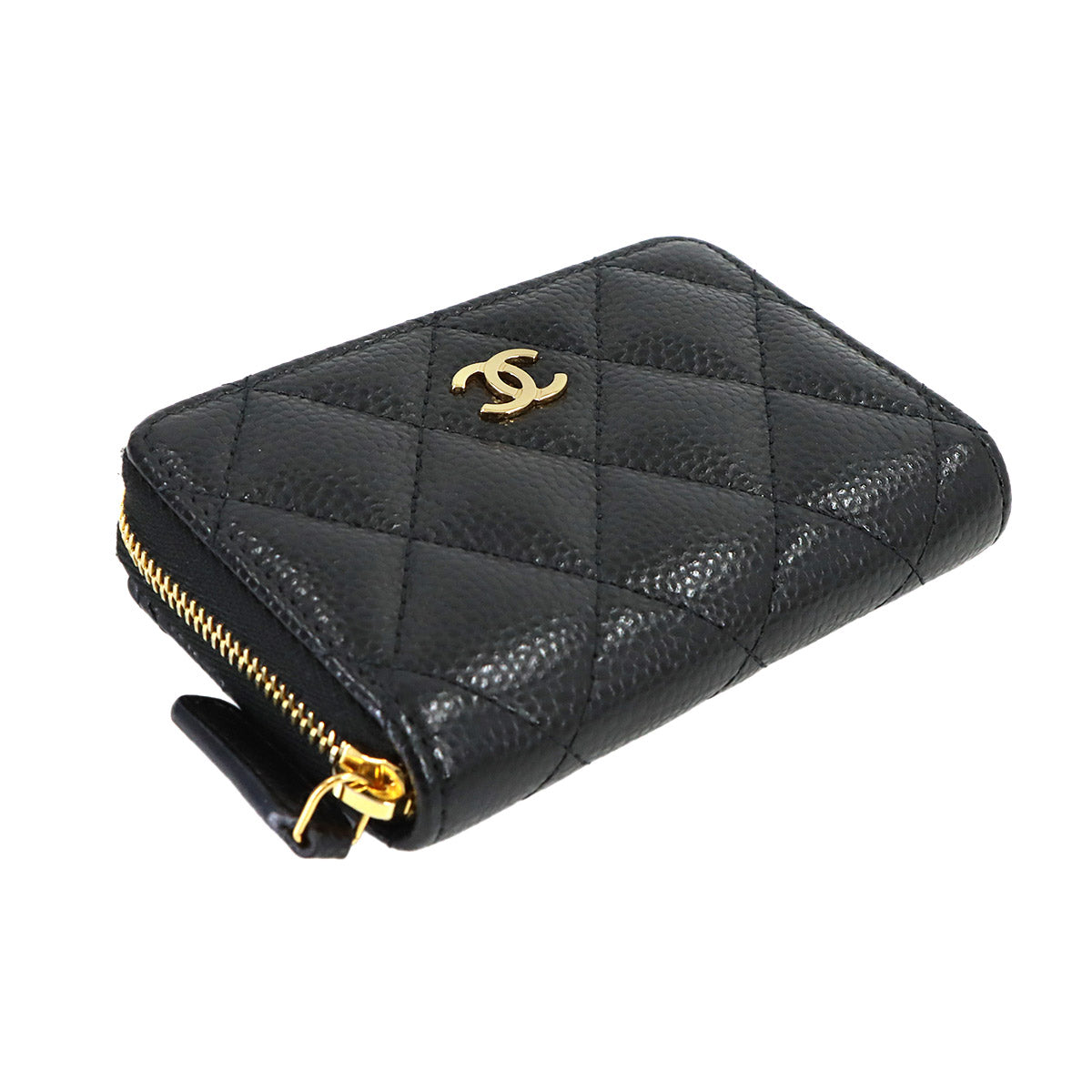 Matelasse Classic Zipped Coin Purse Leather Black AP0216