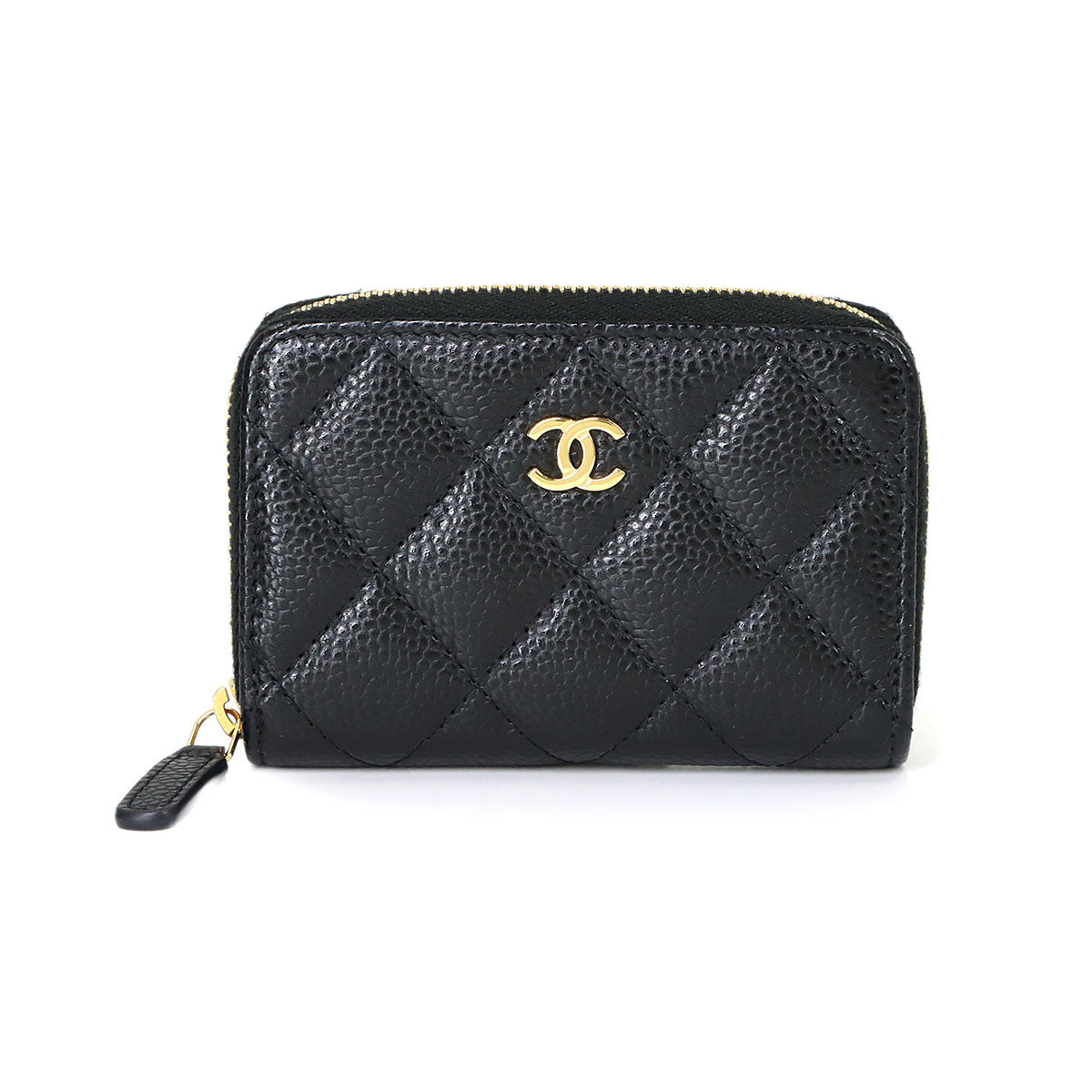 Matelasse Classic Zipped Coin Purse Leather Black AP0216