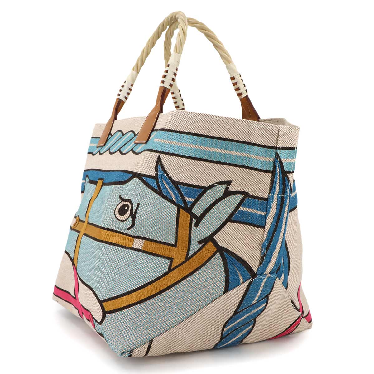 Steeple 31 Large Tote Bag Toile H Barenia Straw Ecru Natural