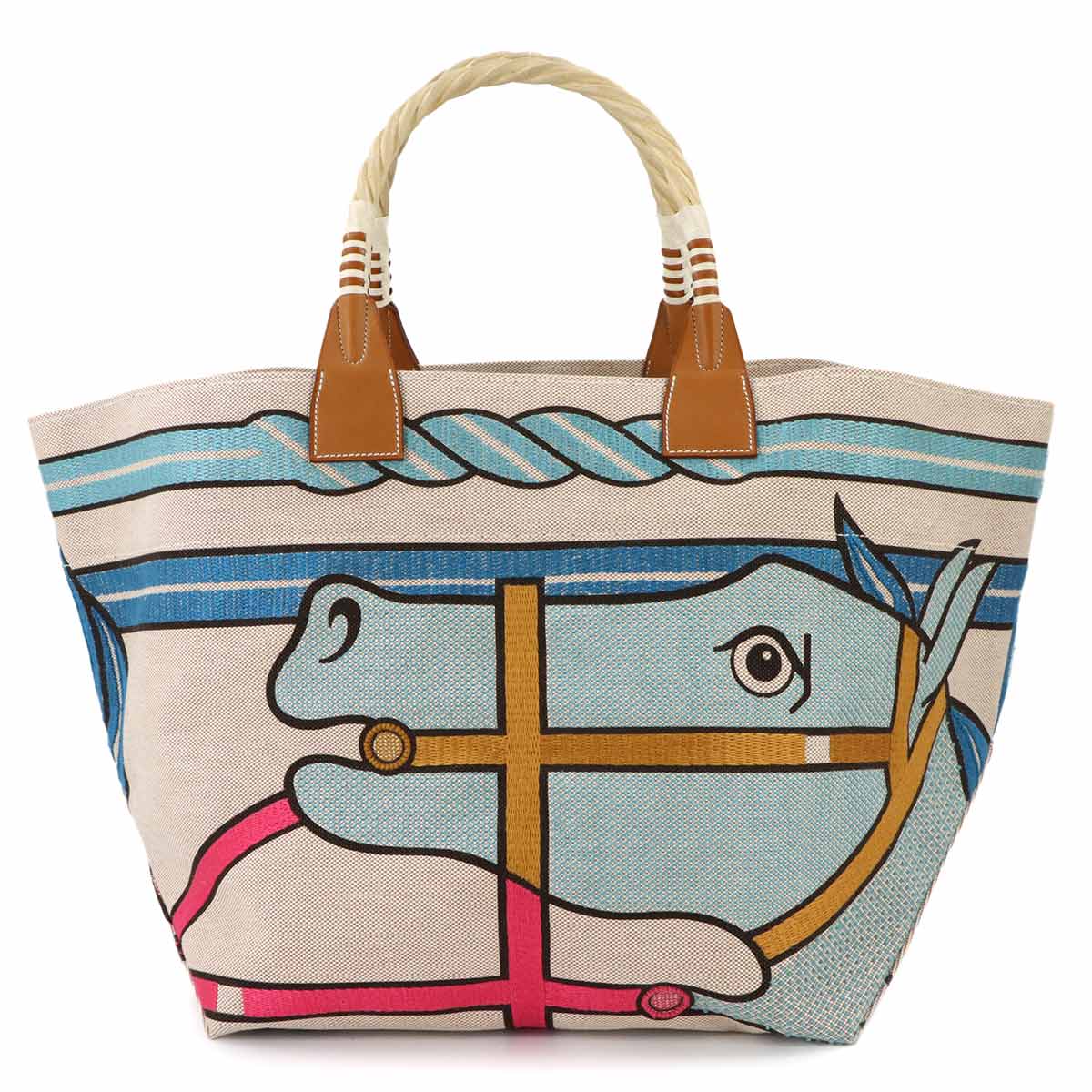 Steeple 31 Large Tote Bag Toile H Barenia Straw Ecru Natural