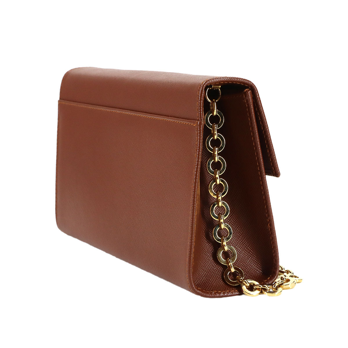 Gancini Chain Shoulder Bag Leather Brown