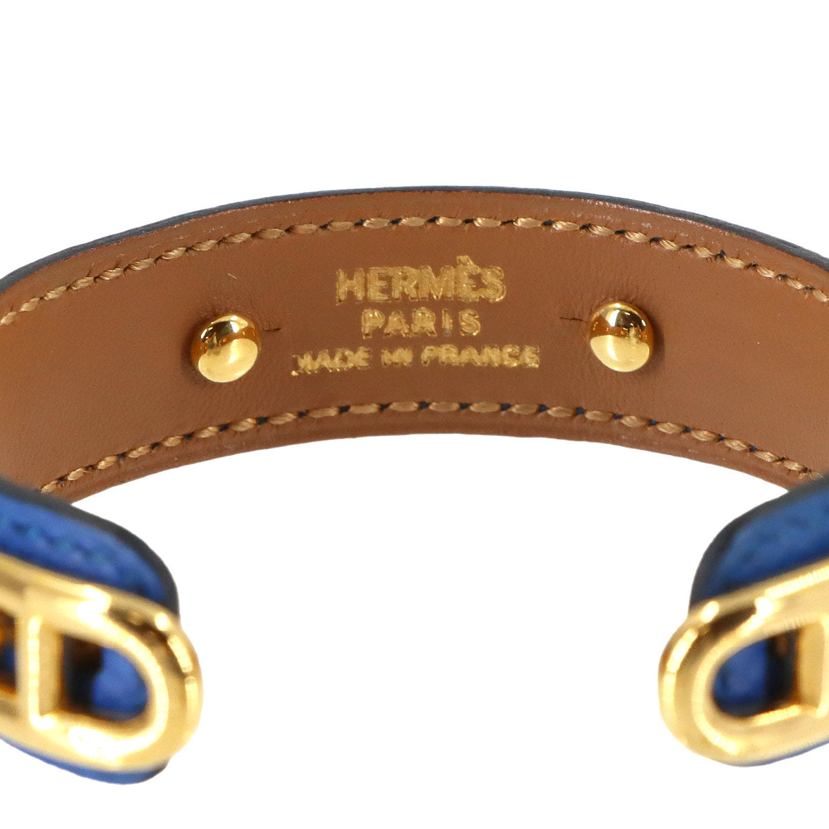 Chaine d'Ancre Leather Bangle Bracelet Blue Gold