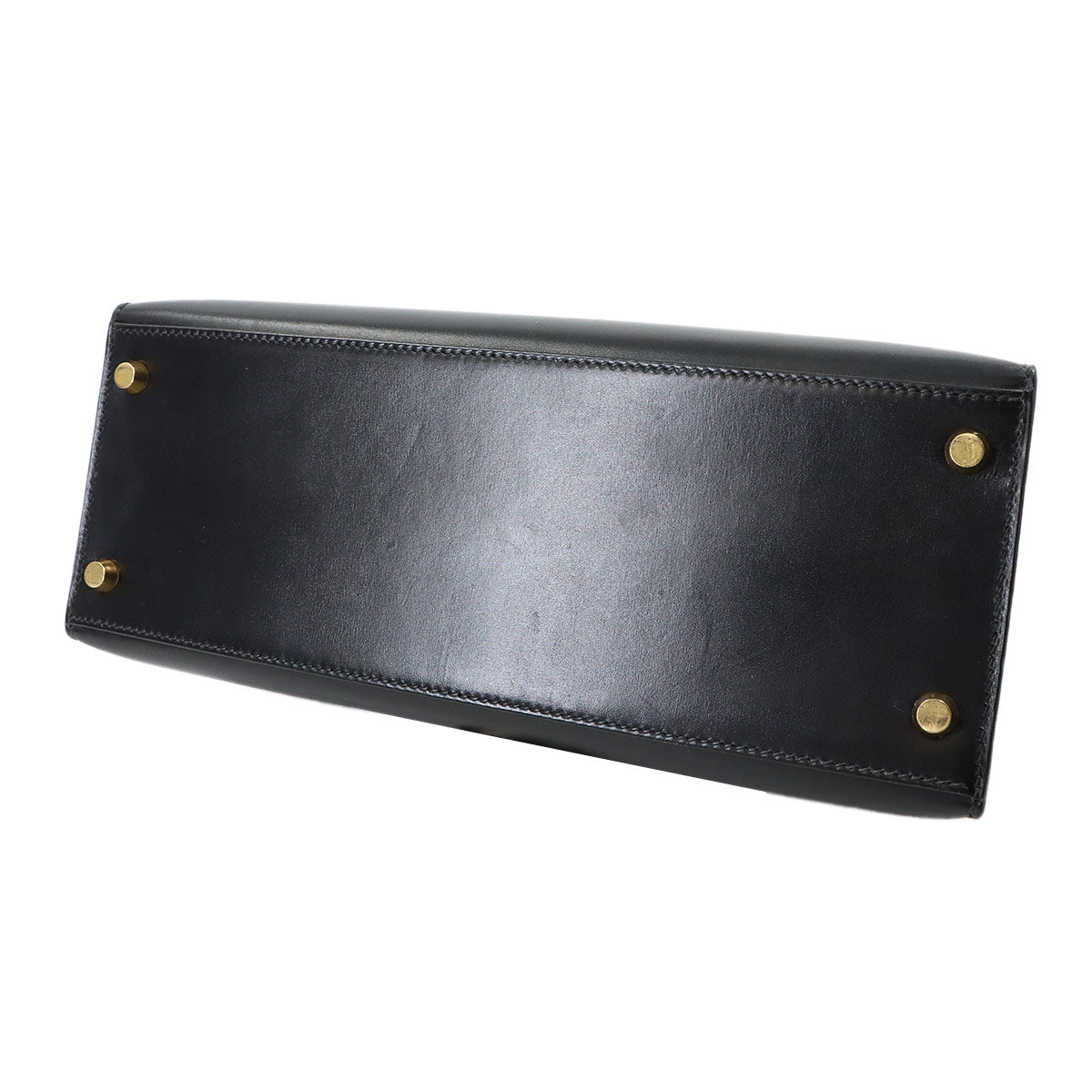 Kelly 28 Box Calf Black 2way Hand Shoulder Bag Purse