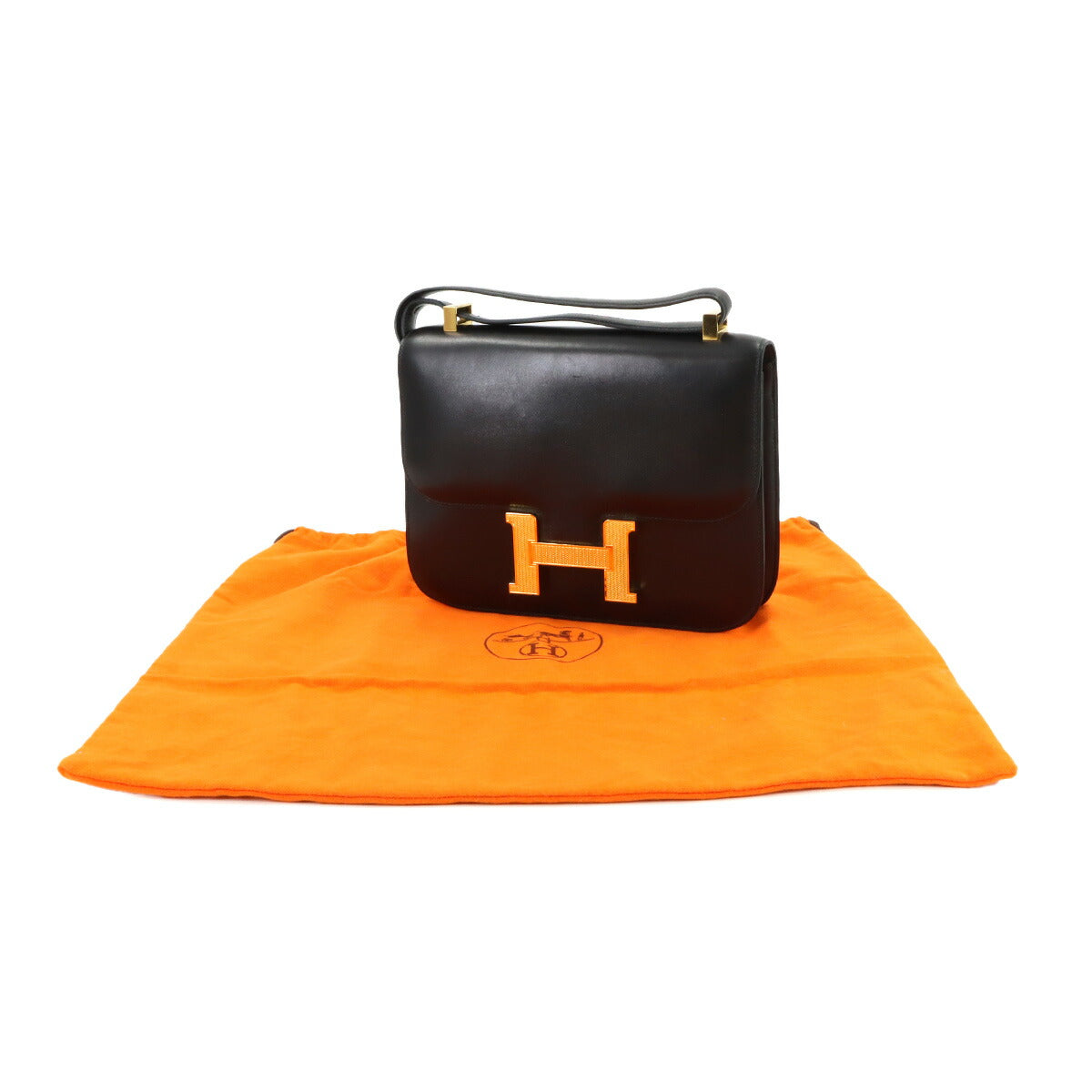 Constance 23 Shoulder Bag Box Calf Leather Black Guilloche