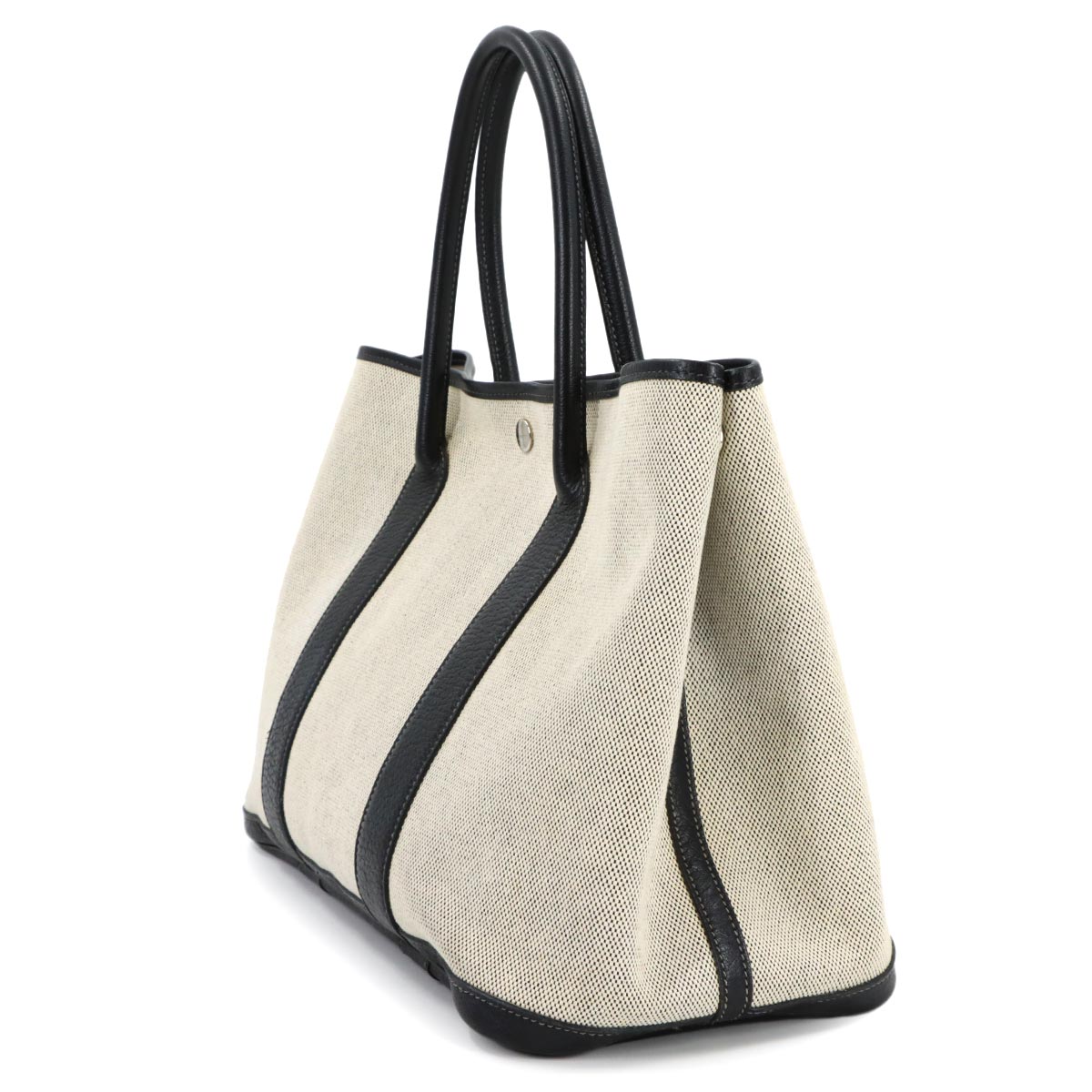 Garden Party PM Tote Bag Toile H Leather Black Gray