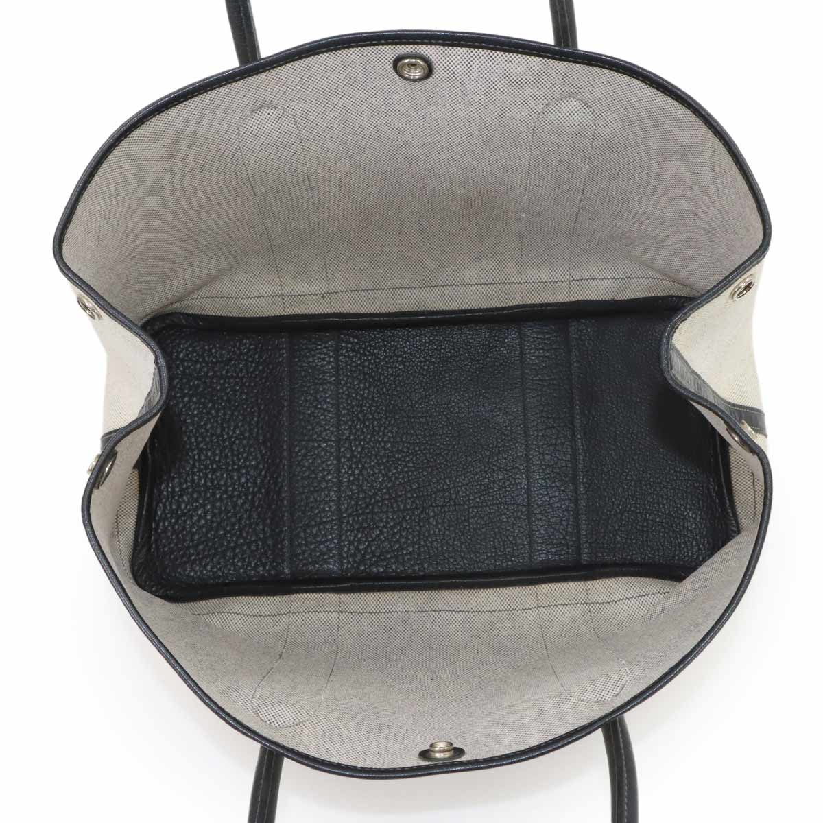 Garden Party PM Tote Bag Toile H Leather Black Gray